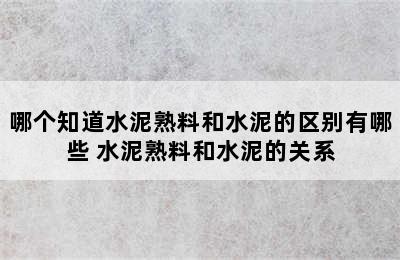 哪个知道水泥熟料和水泥的区别有哪些 水泥熟料和水泥的关系